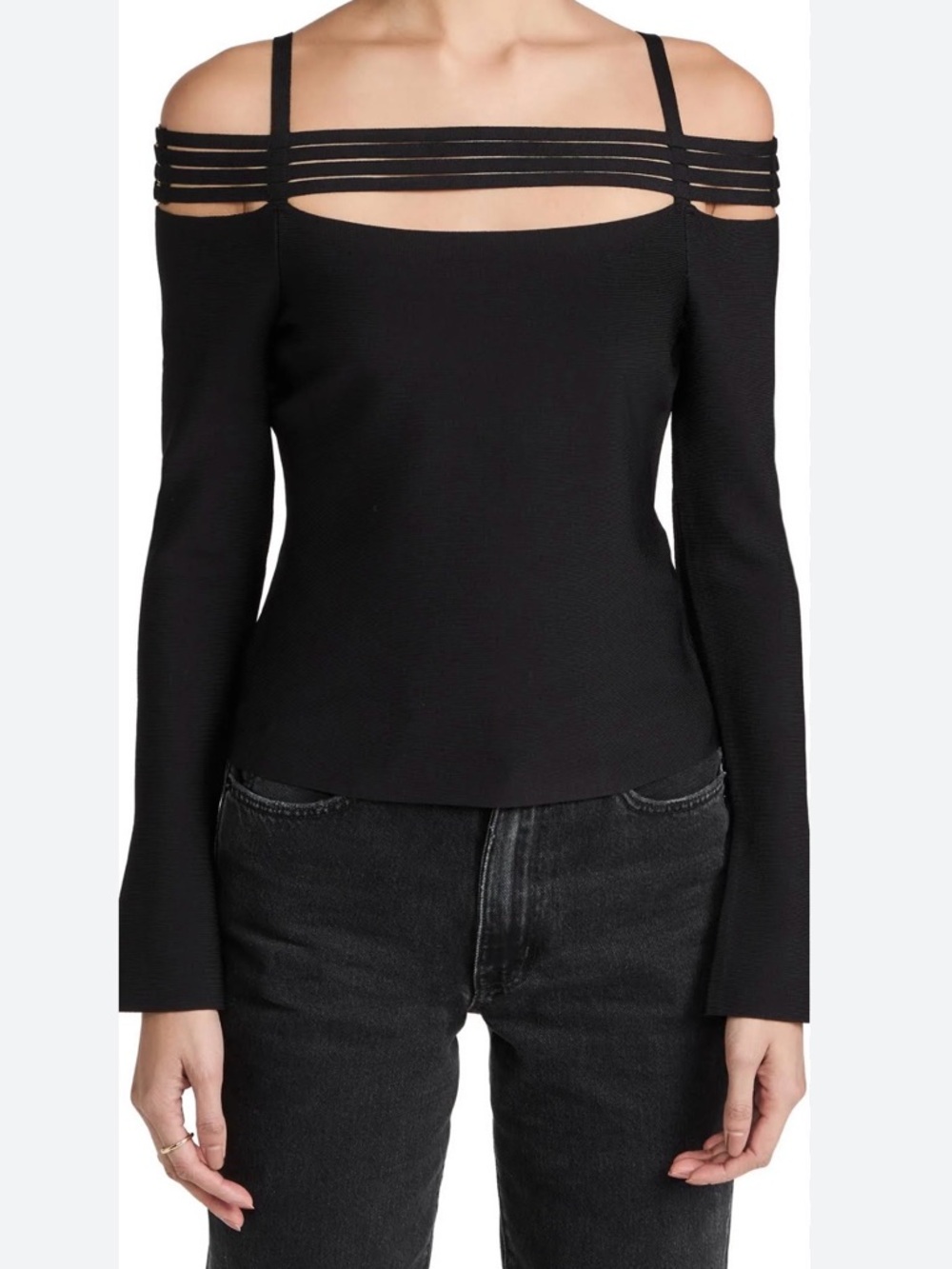 NWT BLACK Jonathan Simkhai Sarah Rib Top Size M